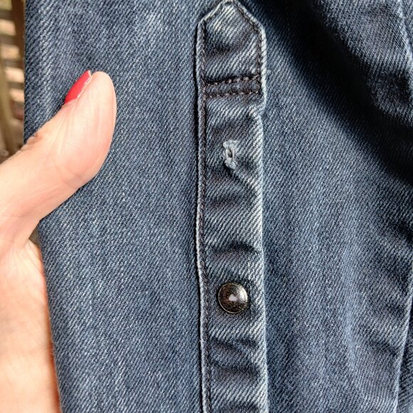 Divided H&M Black Denim Black Snap Fitted Western Shirt/Chore-Jacket Sz M - Picture 7 of 14